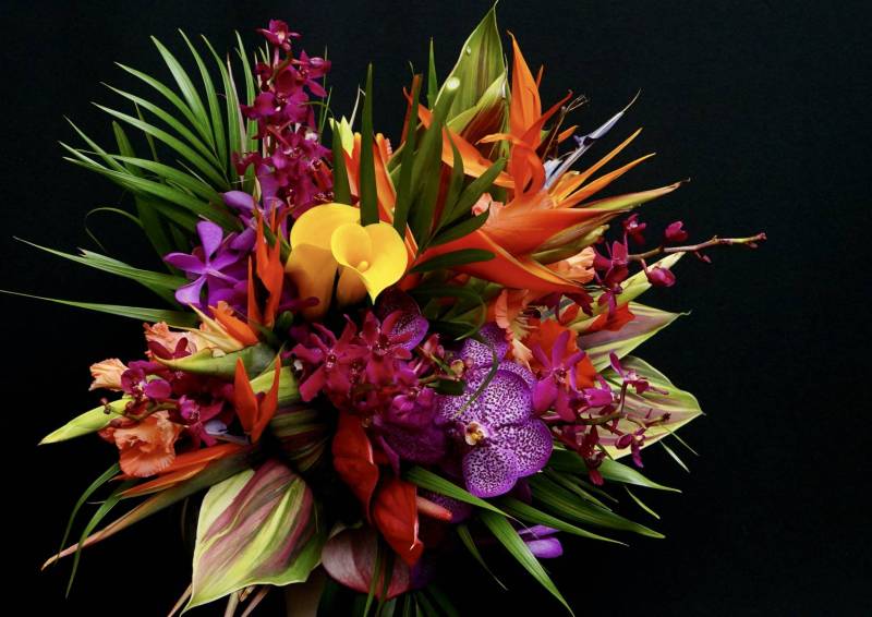 Flower：ストレチア、バンダ 、カラー、ヘリコニア、モカラ、アランダ、グラジオラス、アンスリューム 、アレカヤシ、ドラセナ